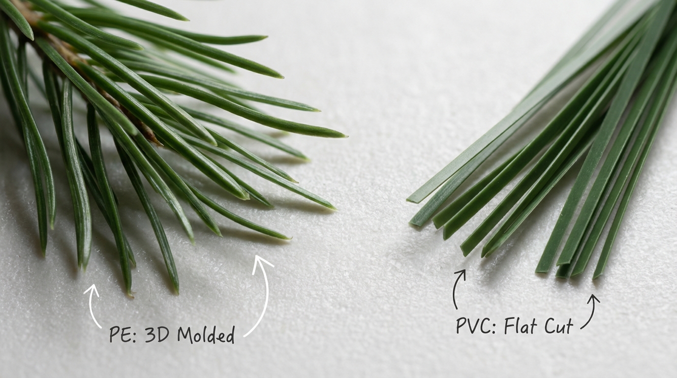 Macro close-up illustration of injection-molded PE needle geometry