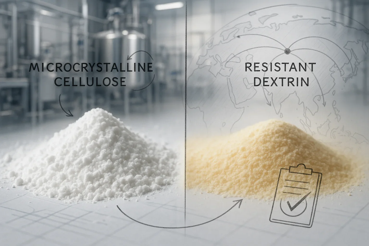 Stratégie d'approvisionnement en cellulose microcristalline et en dextrine résistante en provenance de Chine