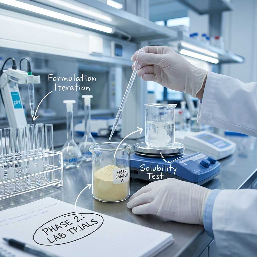 Scientist conducting lab trials on functional dietary fiber samples