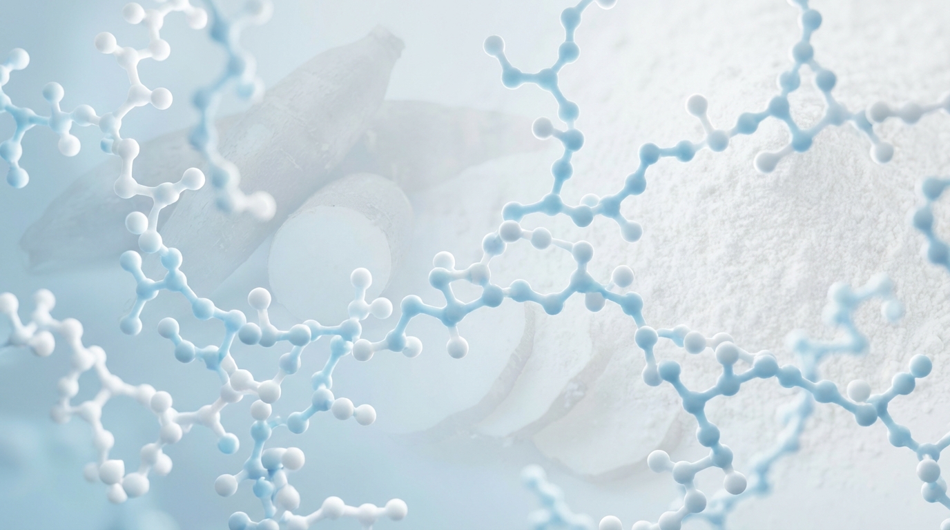 Abstract scientific visualization of resistant tapioca dextrin polymer structure