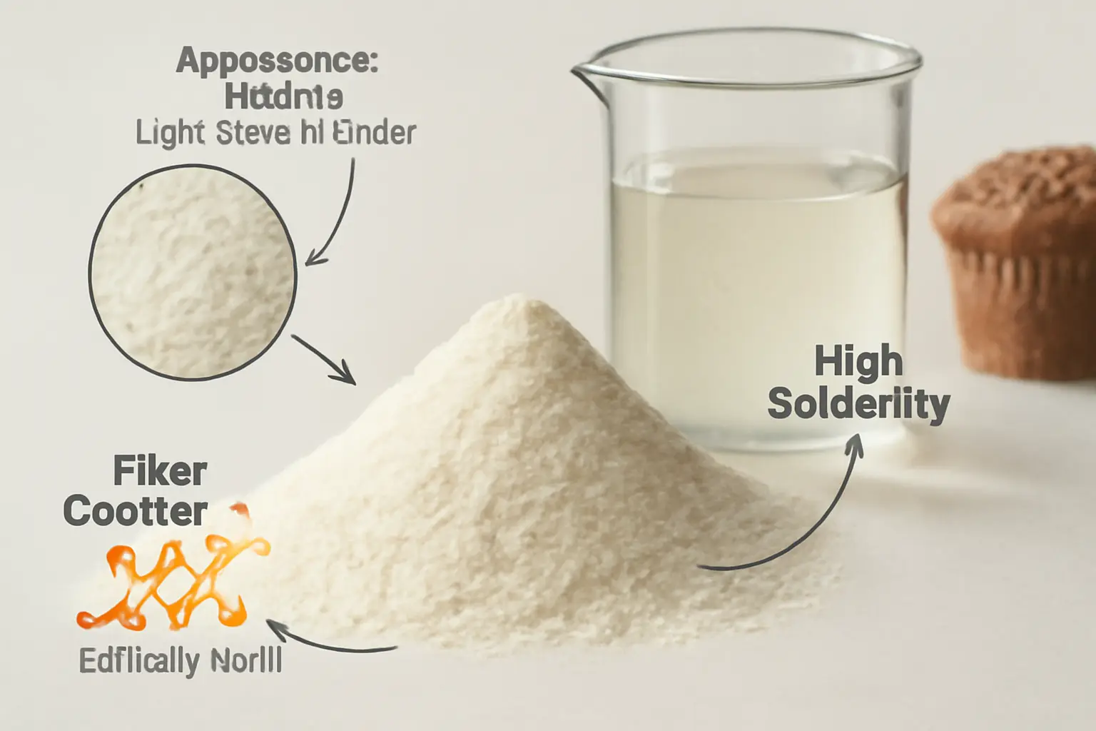 Visual guide to resistant dextrin specifications like fiber content and solubility