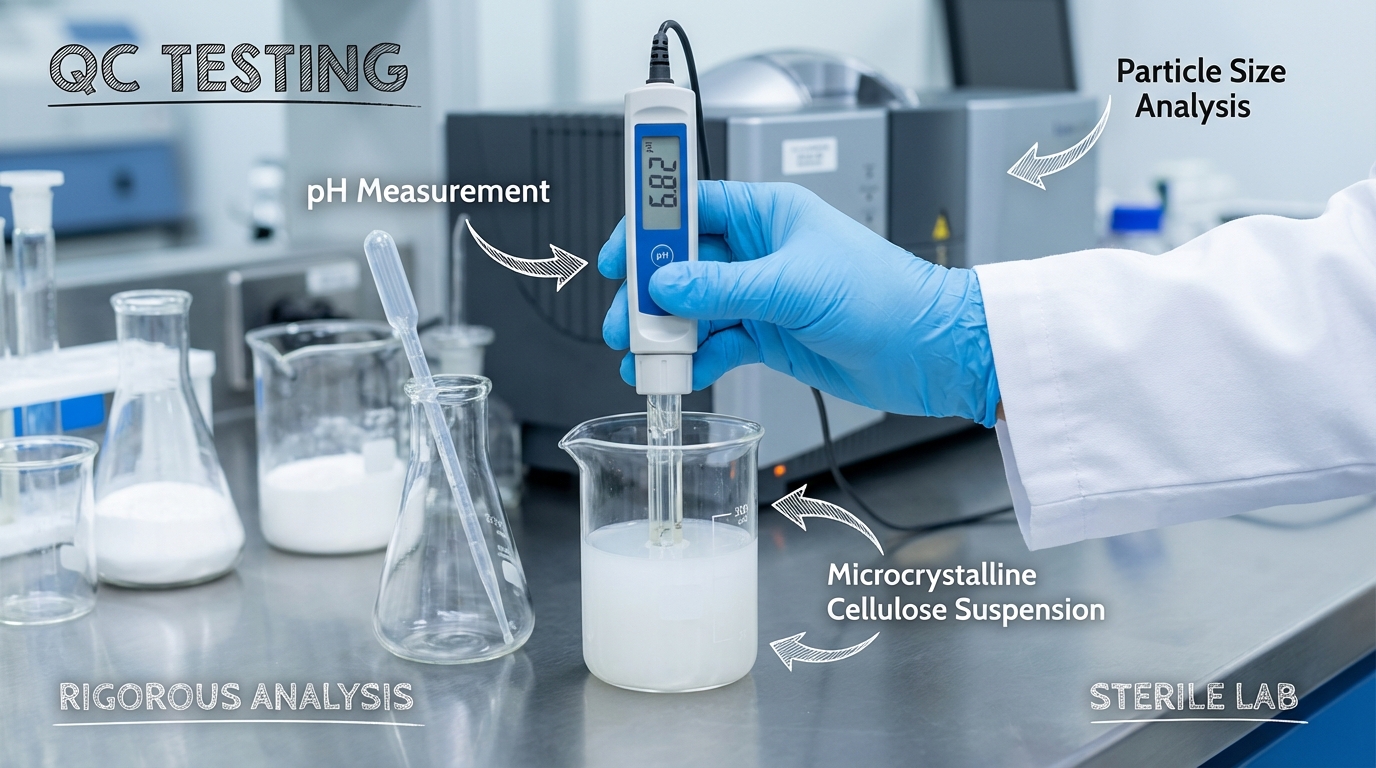 اختبارات مراقبة الجودة للسليلوز الميكروكريستالي ذي الدرجة الصيدلانية