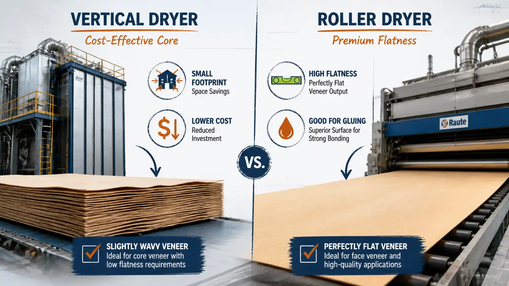 Veneer dryer output comparison infographic