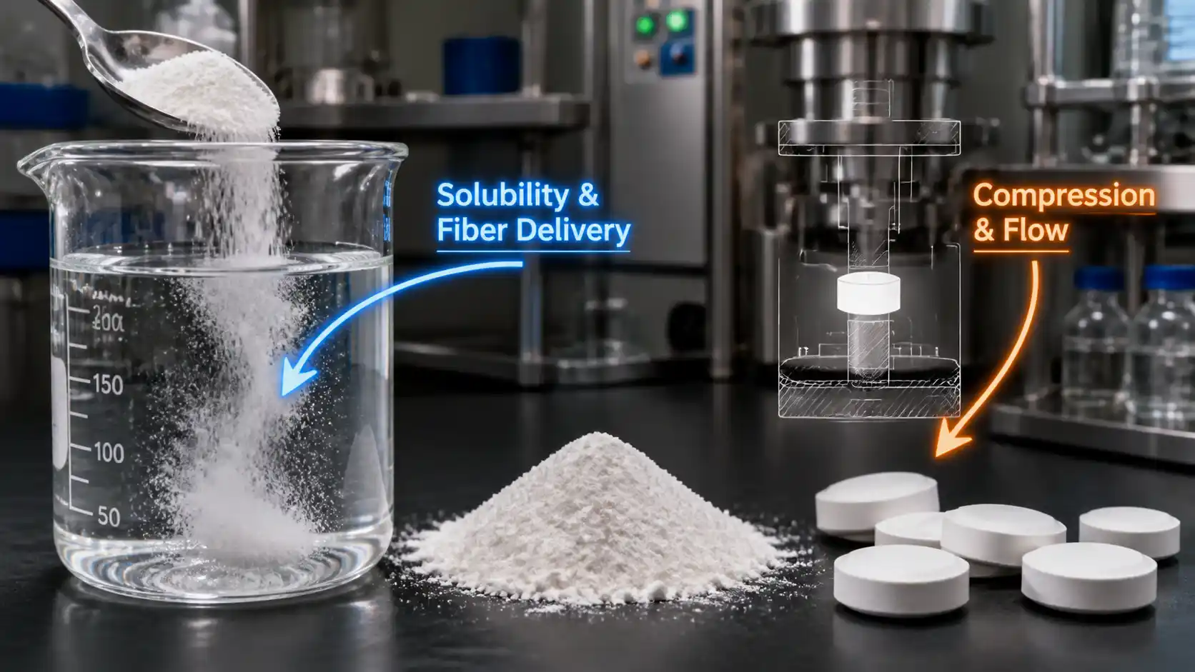 Solubility versus compressibility ingredient comparison