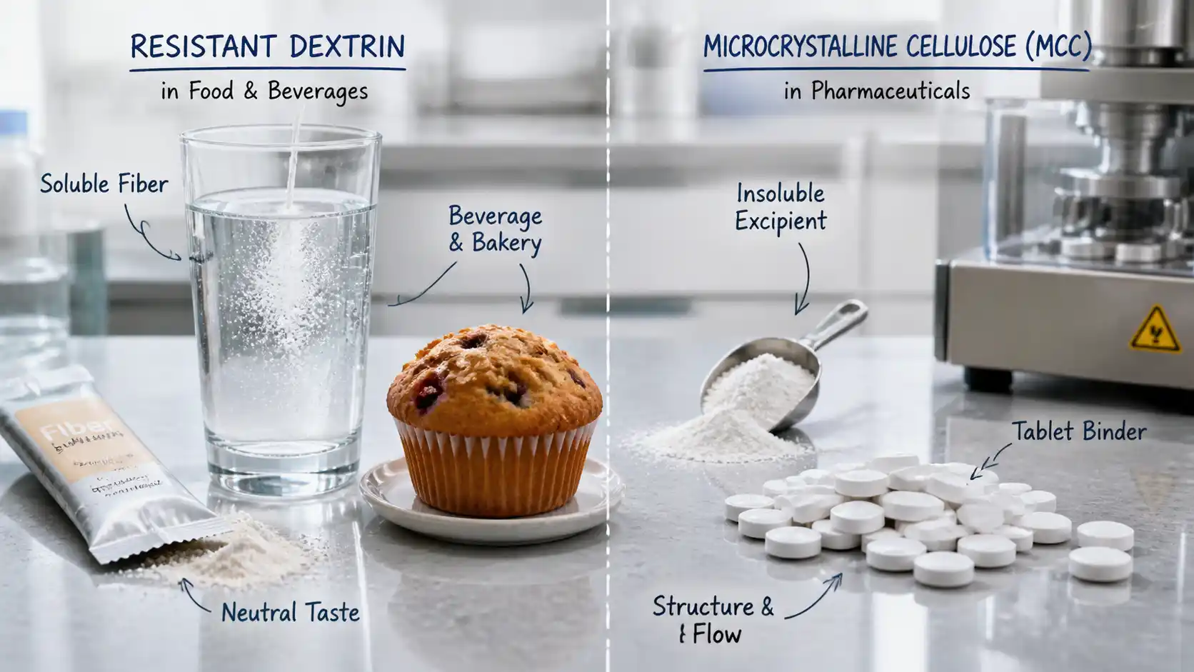 Food fiber and pharma MCC application comparison