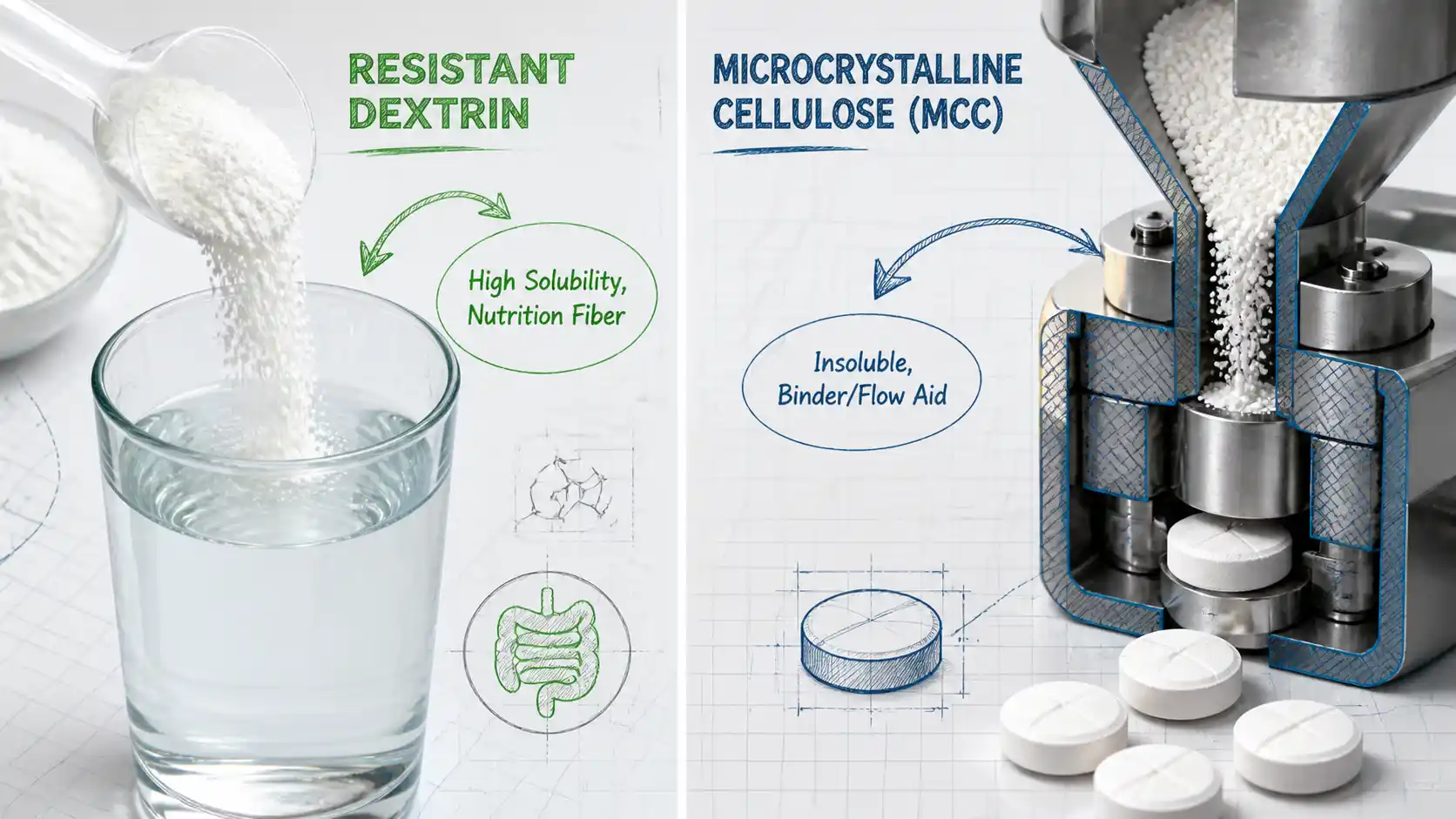 Comparando los roles de la dextrina resistente y la MCC