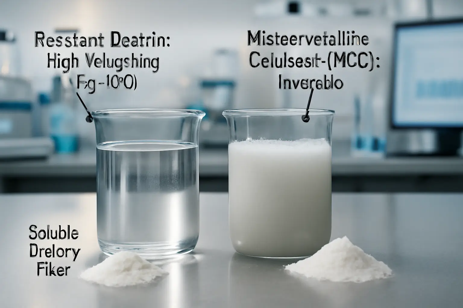 Resistant dextrin solubility versus MCC insolubility comparison