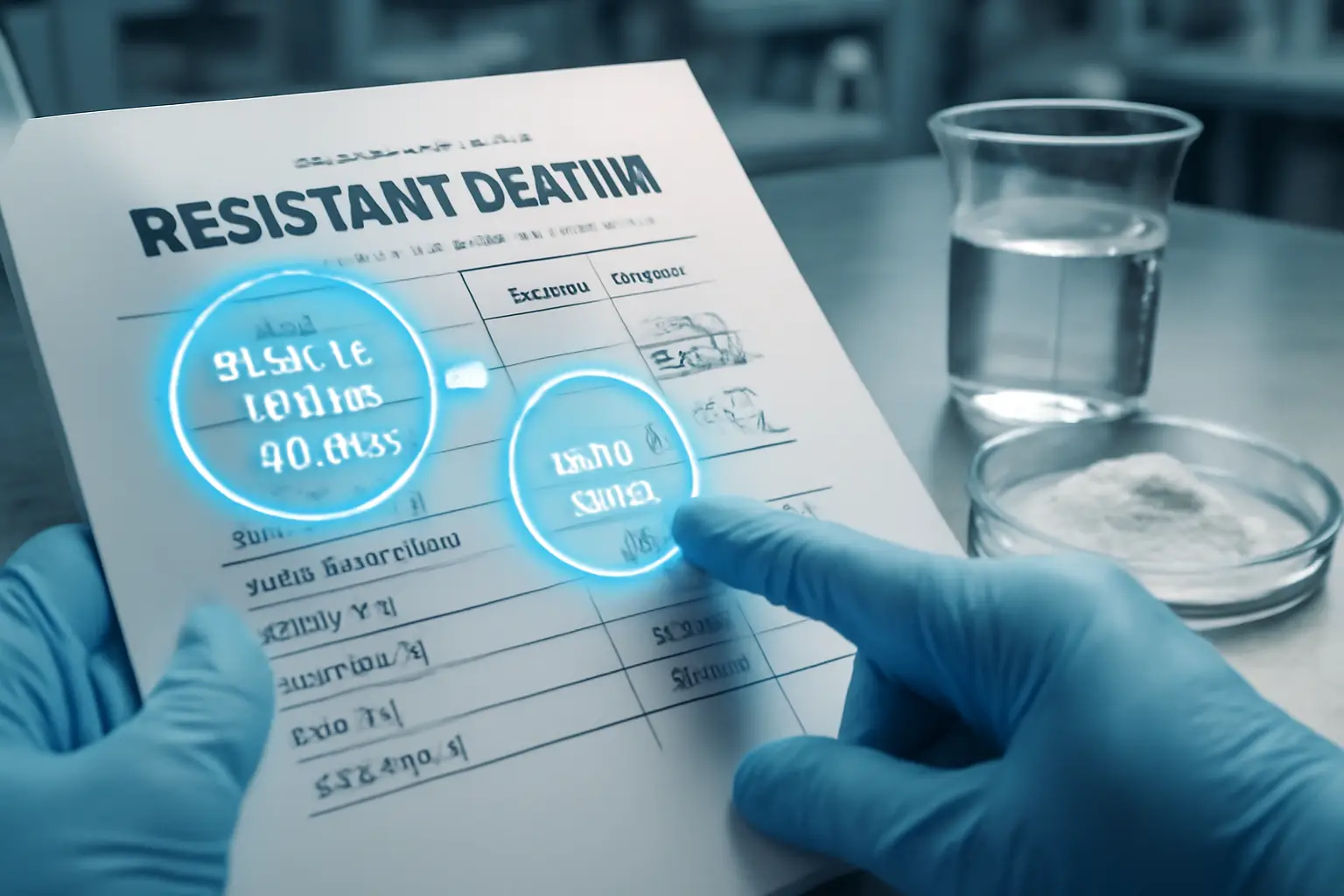 A close-up of a resistant dextrin technical data sheet analysis.
