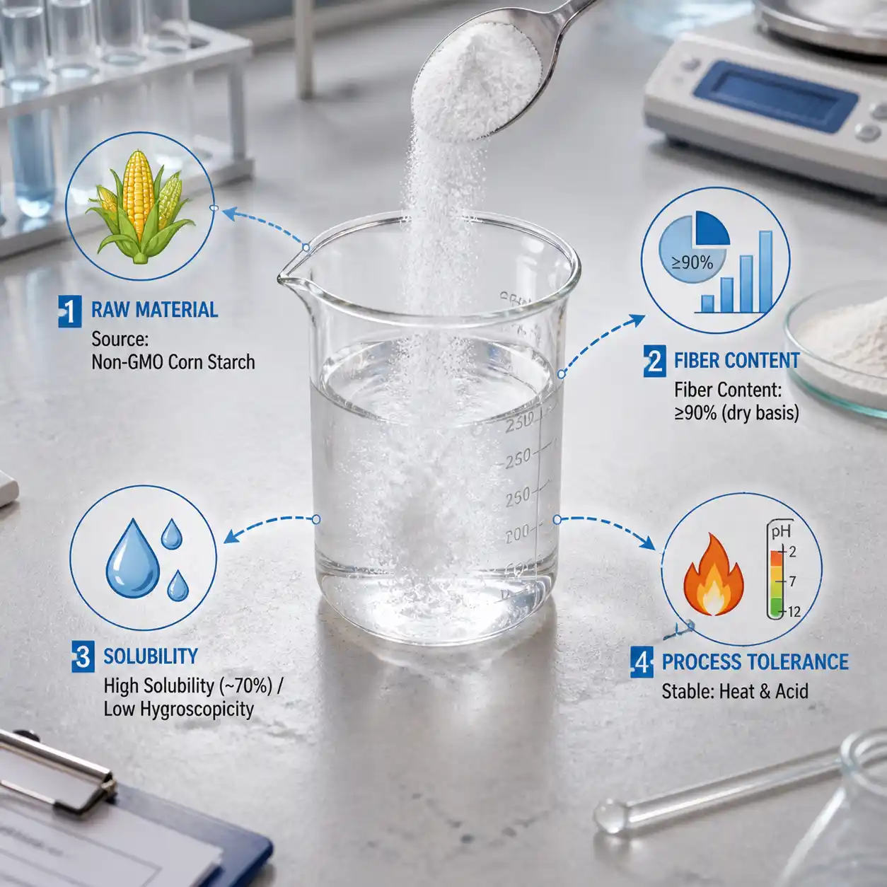 Infographic on resistant dextrin verification points