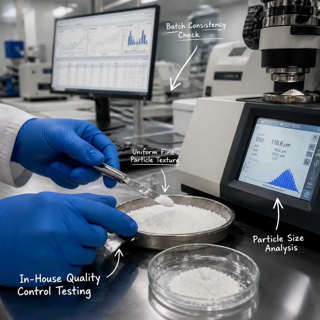 In-house QC testing of excipient powder samples