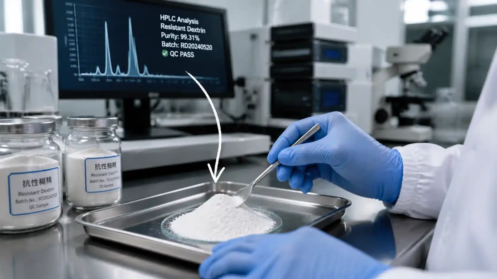 Quality control lab testing functional fiber powders