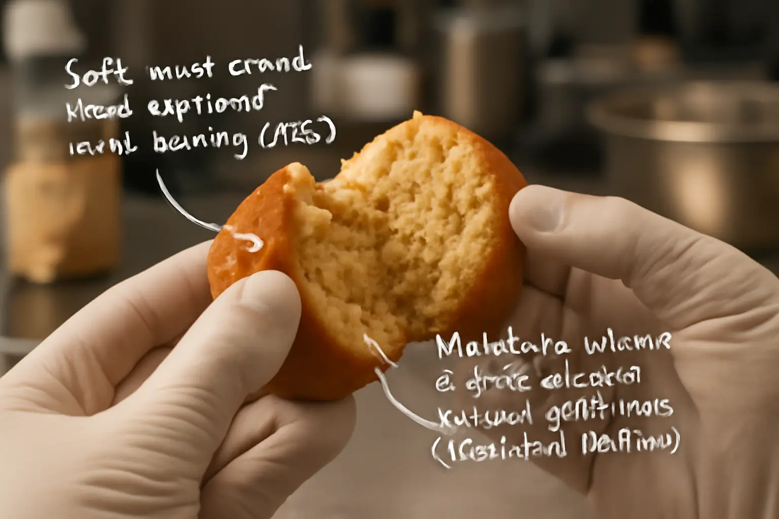 Soft baked good showing crumb structure with resistant dextrin