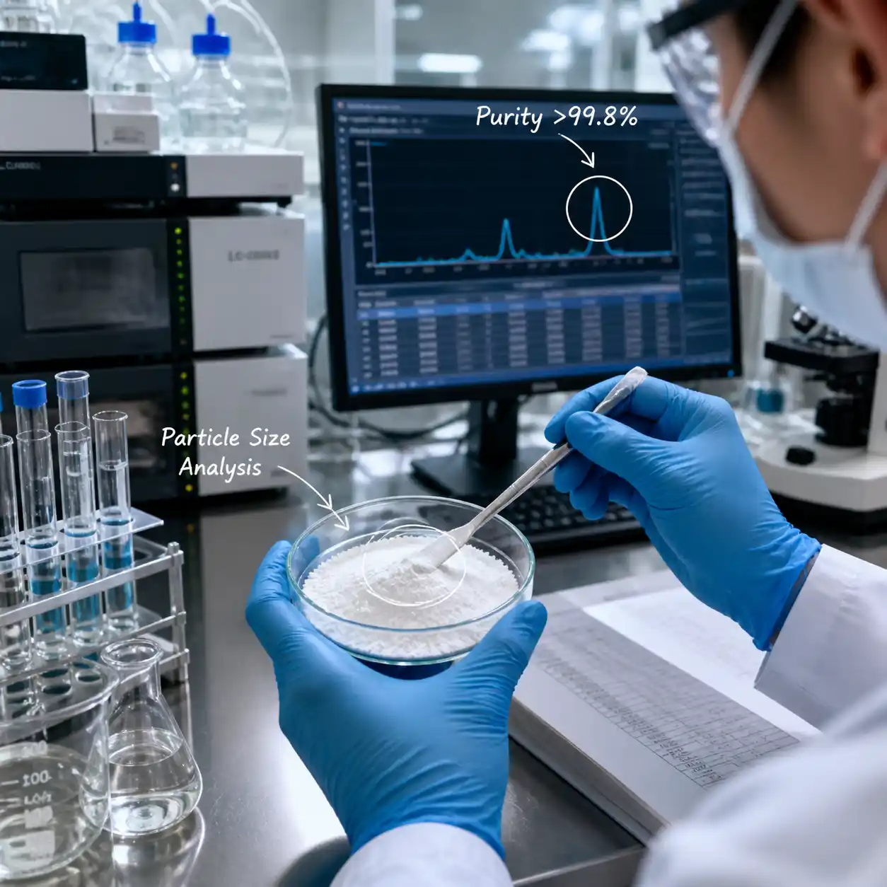 Technician testing resistant dextrin in lab