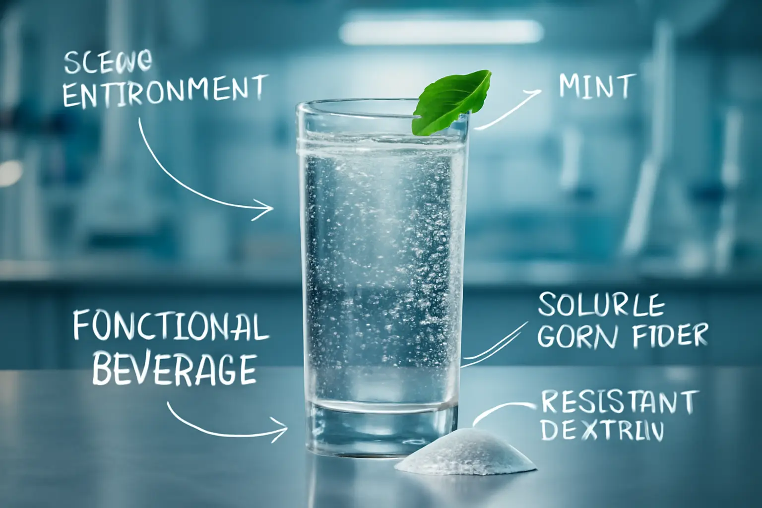 Clear functional beverage with resistant dextrin in lab