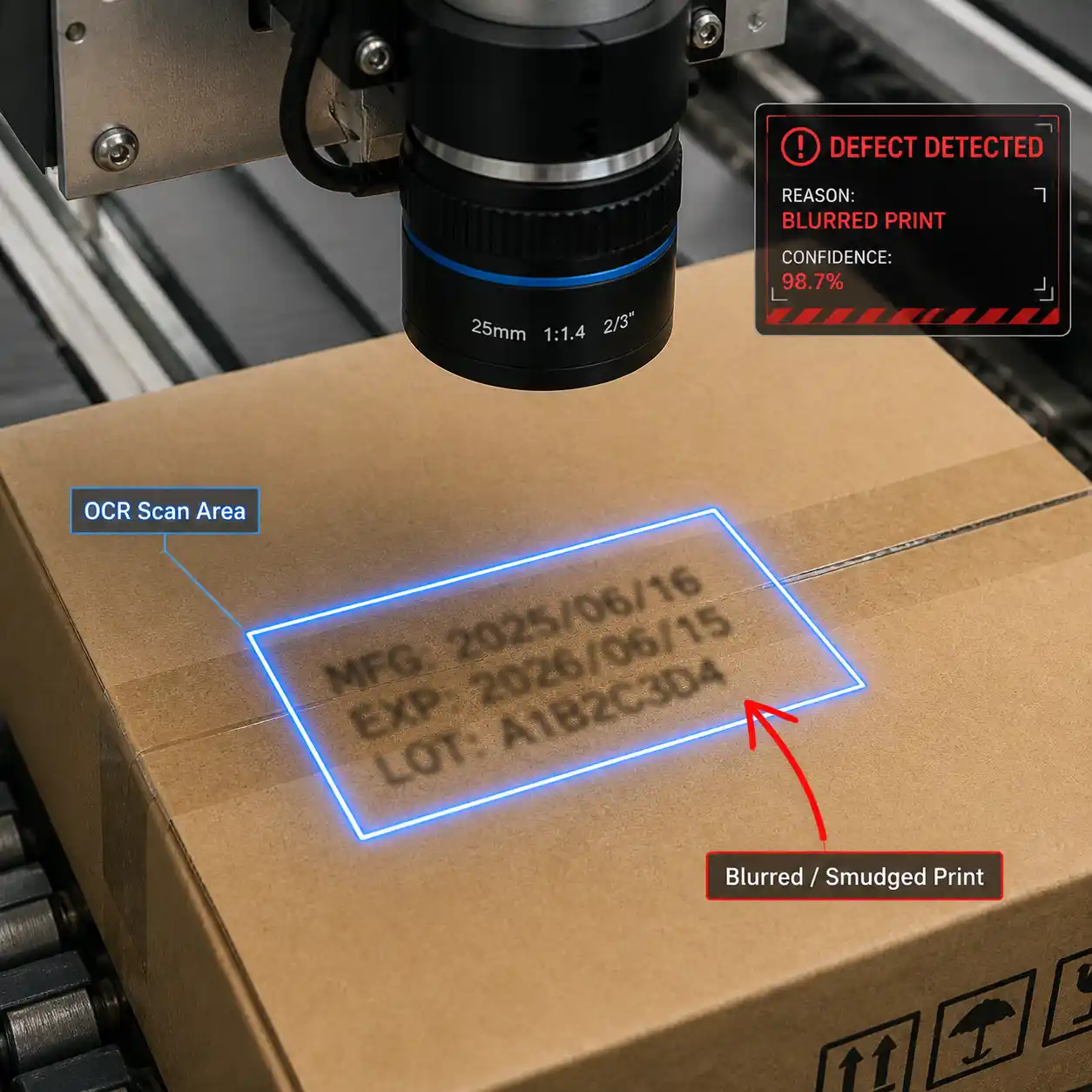OCR detects blurred carton inkjet code OCR detects blurred carton inkjet code