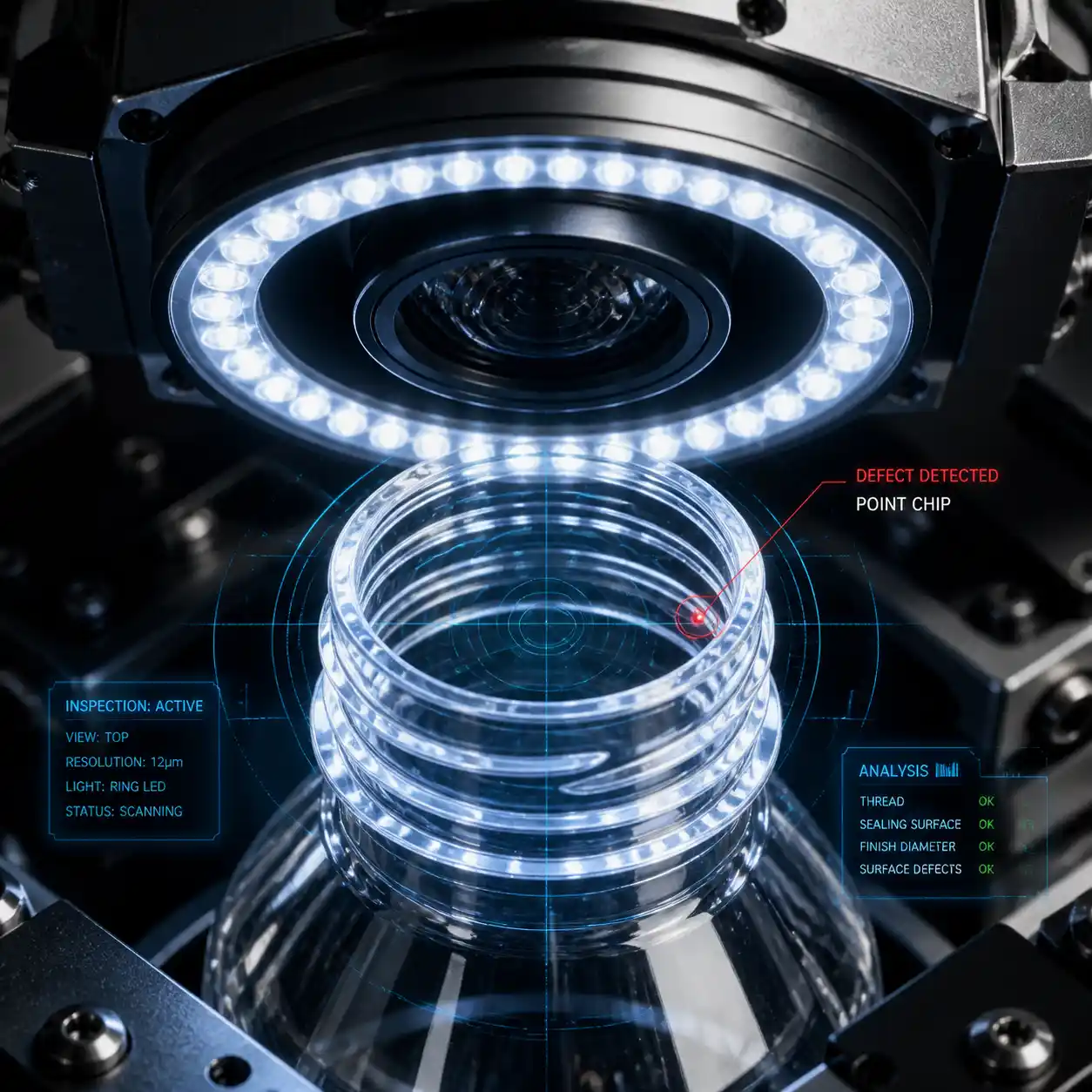 Machine vision scanning a bottle mouth
